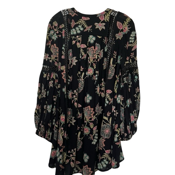 Free People Just The Two of Us Floral Long Sleeve Flowy Boho Tunic Blouse R7 - Picture 3 of 7